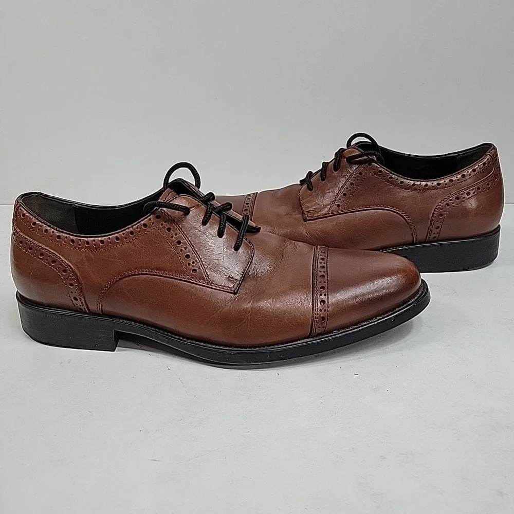 Johnston & Murphy Men's Brown Cap Toe Oxford Dress Shoes Size 9M Leather